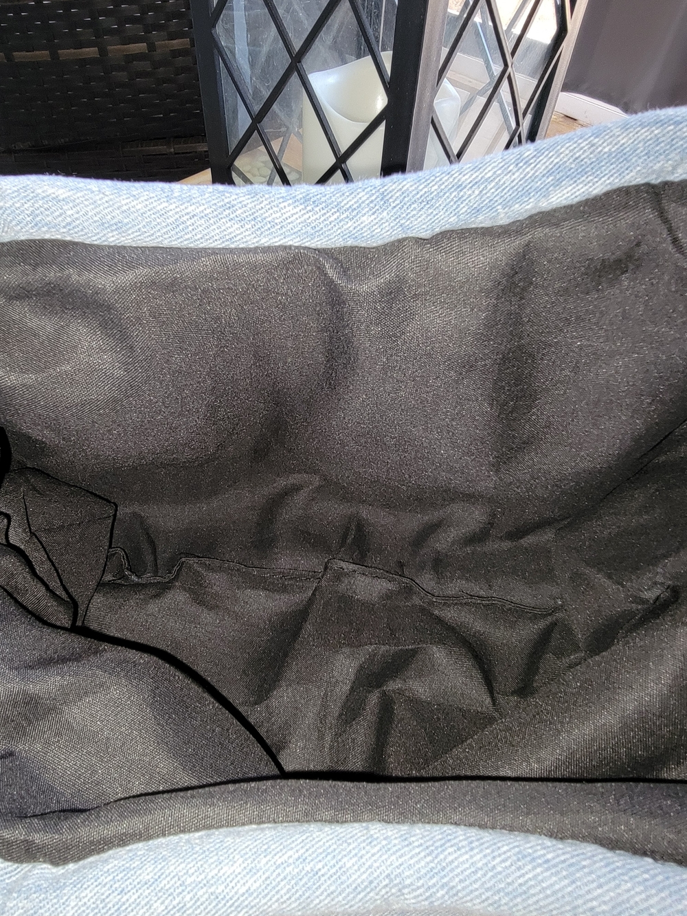 Light Blue Small Denim anytime Bag with Embroidered Removable Strap - Picture 2 of 5